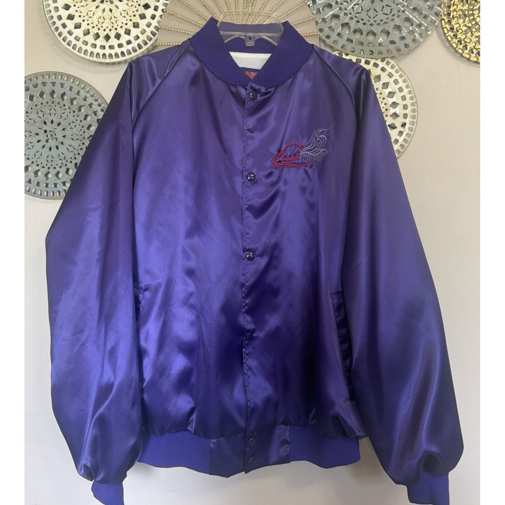Red Hat Society Custom Embroidered CLASSY LASSIES PURPLE SATIN JACKET - Size XL